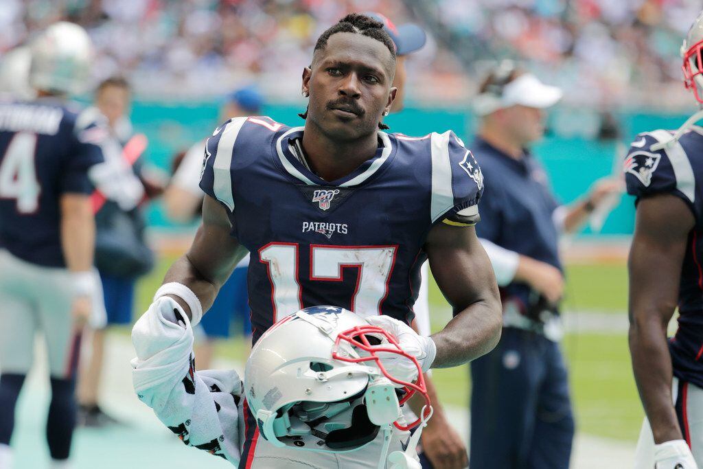 FILE - In this Sunday, Sept. 15, 2019, file photo, New England Patriots wide receiver...