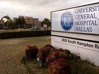 University General Hospital in Oak Cliff, shown in a file photo. The hospital closed in 2014. Eight years later, the Dallas City Council is considering approving a $6.5 million purchase of the land for housing and other services meant to aid people experiencing homelessness.