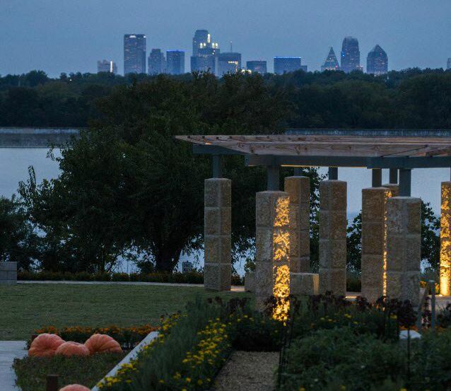 The Dallas skyline and White Rock Lake can be seen from the new Tasteful Place edible garden...