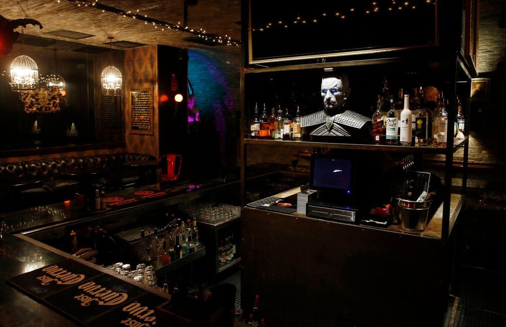 The Night King sits in the bar area of the Ill Minster Pub in Dallas