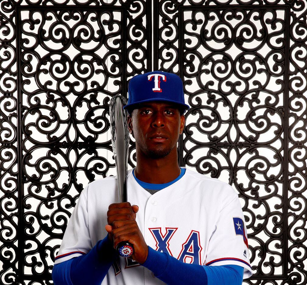 SURPRISE, AZ - FEBRUARY 28:  Pedro Ciriaco #15 of the Texas Rangers poses during a spring...