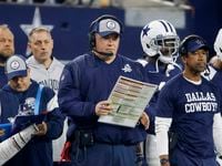 Dallas Cowboys head coach Mike McCarthy stands on the sideline during an NFL Football game...