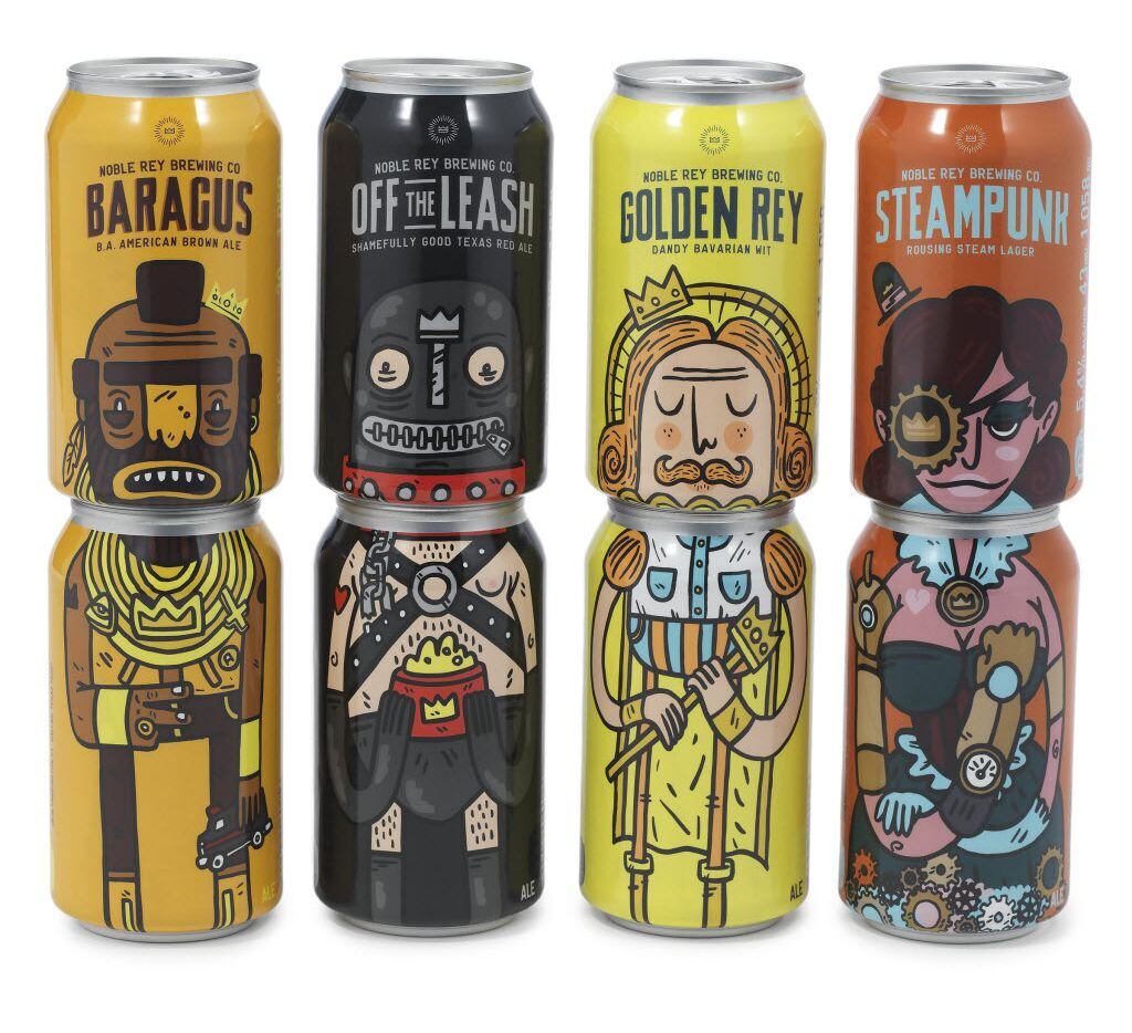 Golden Rey Dandy Bavarian Wit (second from right) and other beers by Noble Rey Brewing Co.,...