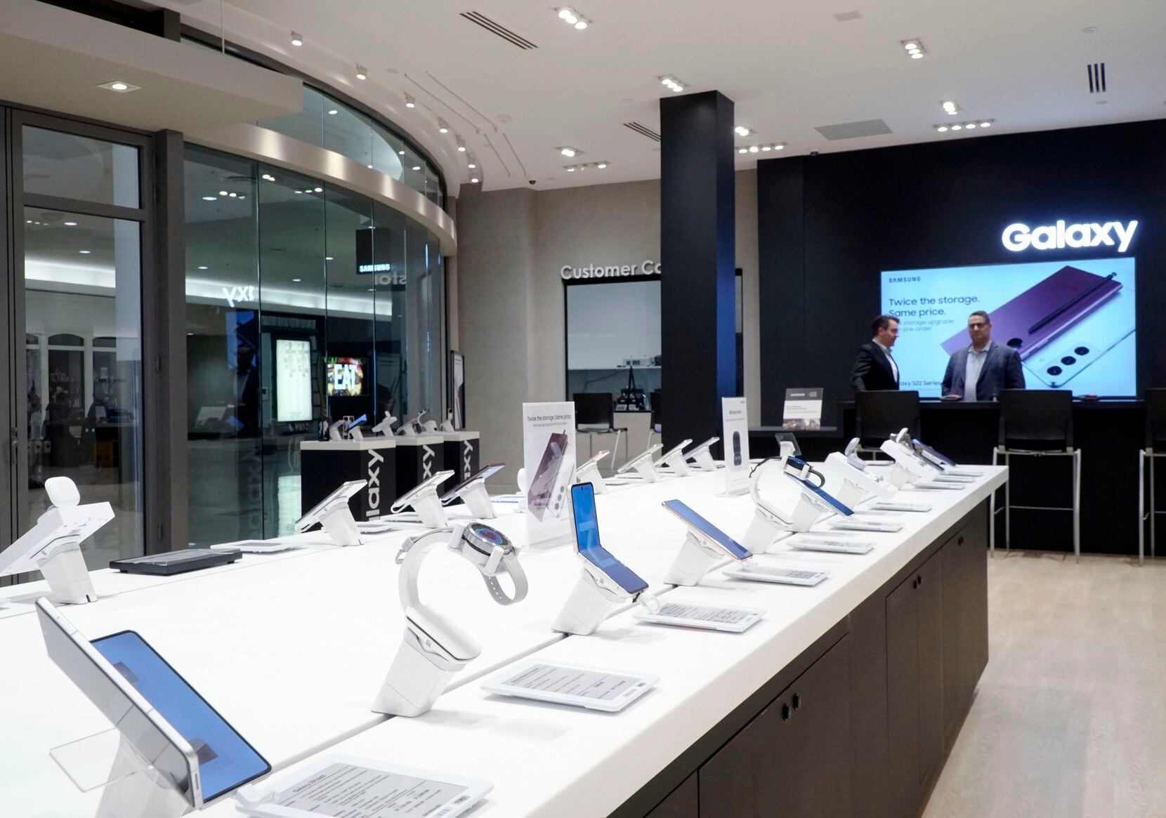 Products are displayed at the new Samsung experience store on Level 1 of Stonebriar Centre...