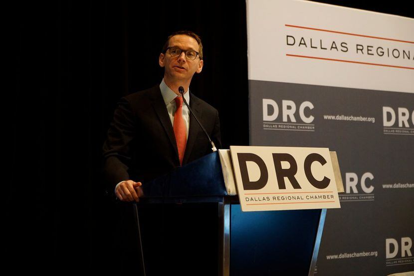A file photo of 
Education Commissioner Mike Morath speaking at the Dallas Regional Chamber...