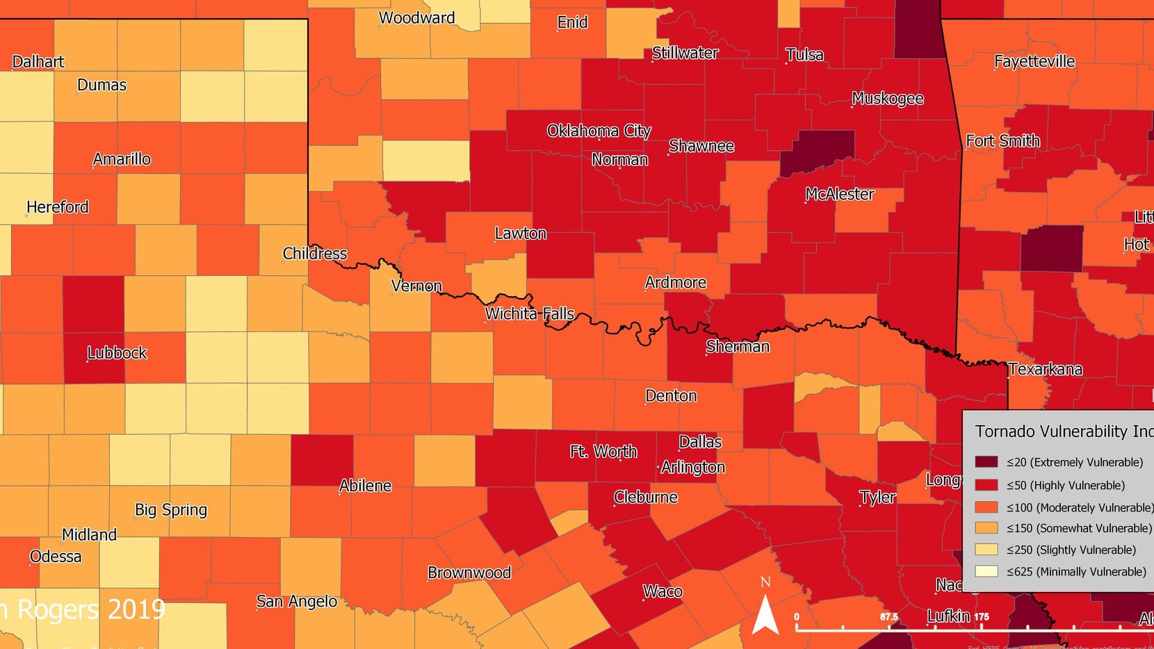 tornadoes in texas map Which Counties In North Texas Are Most Vulnerable To Tornadoes This New Map Will Show You tornadoes in texas map