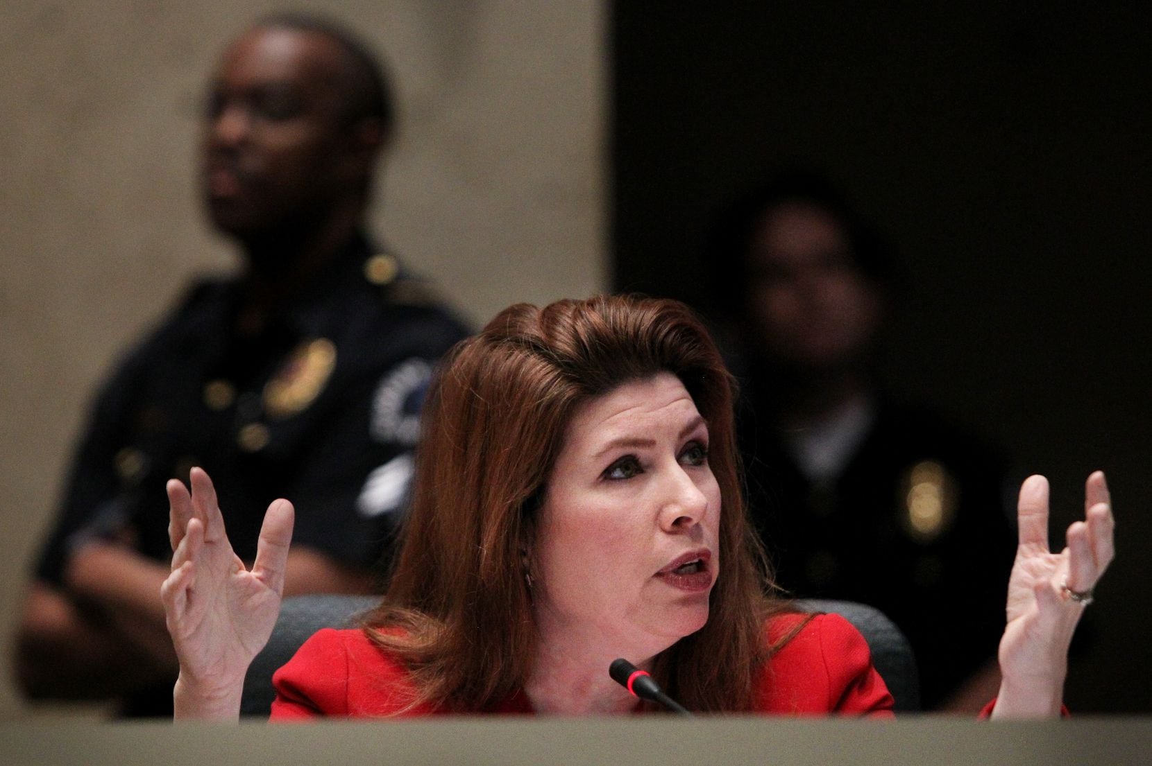 Then-Dallas City Council member Angela Hunt was one of Dallas City Manager Mary Suhm's...