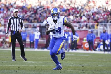Los Angeles Rams running back Royce Freeman (24) runs the ball during an NFL football game...