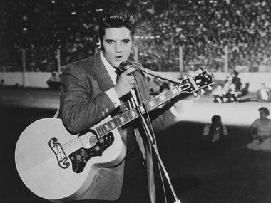 Elvis Presley in the Cotton Bowl at the 1956 State Fair.