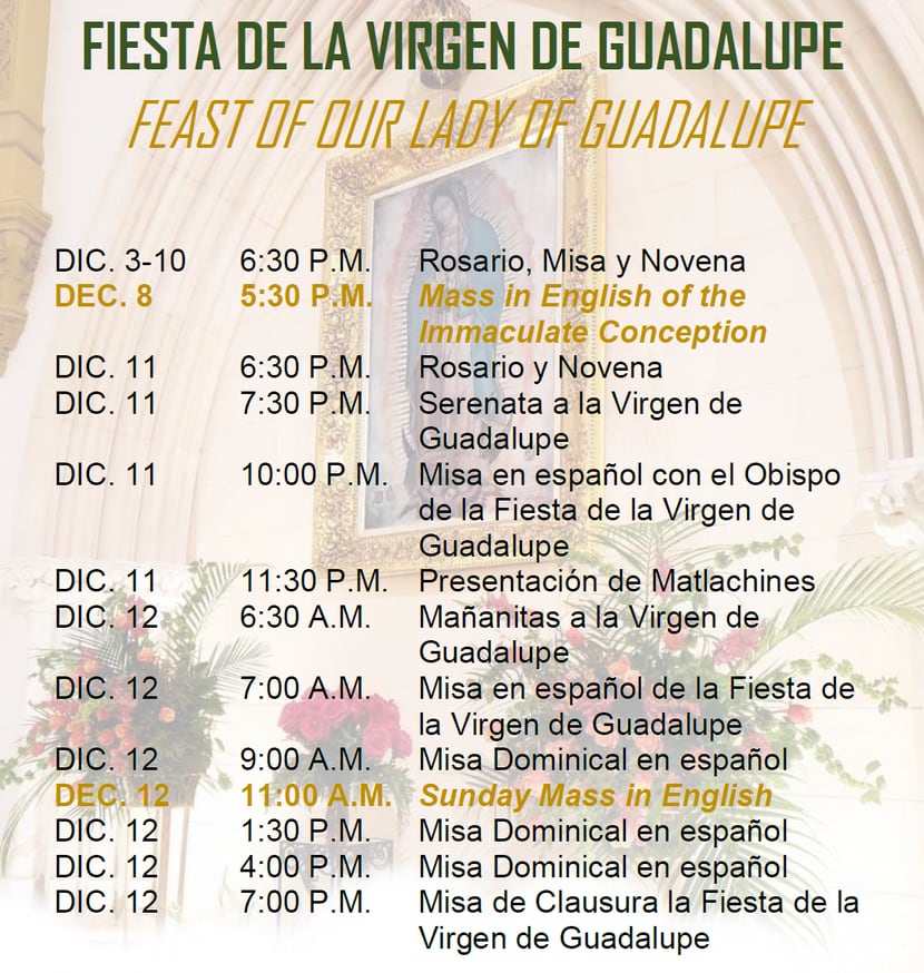 Misa para la Fiesta de la Virgen de Guadalupe