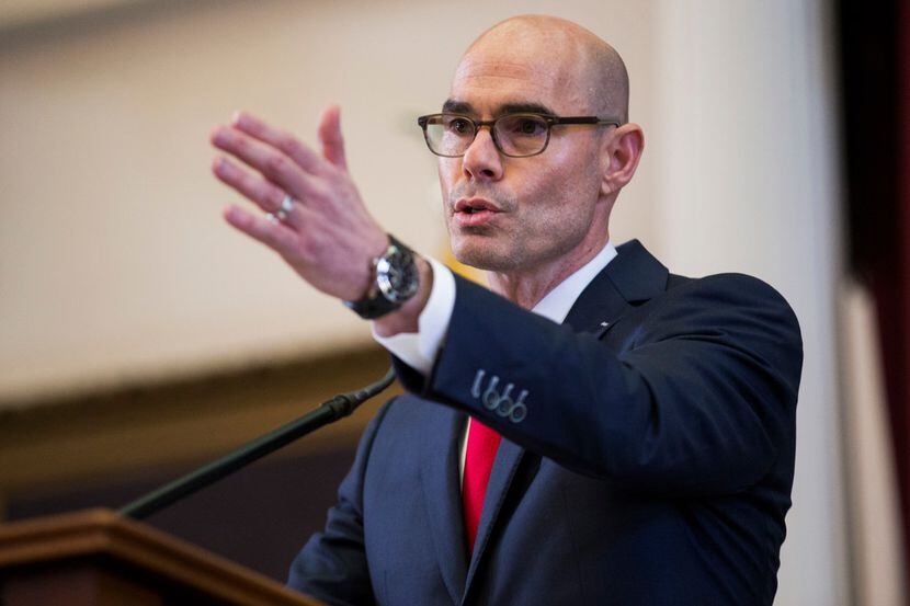 Speaker of the House Dennis Bonnen of Angleton spoke after he was sworn in on opening day of...