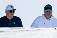 Dallas Cowboys owner and general manager Jerry Jones (left) and executive vice president...