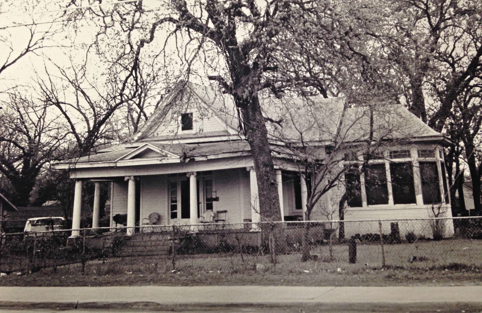 An undated photo of 2426 Pine St. in South Dallas, which no longer exists except as a towering of charred lumber