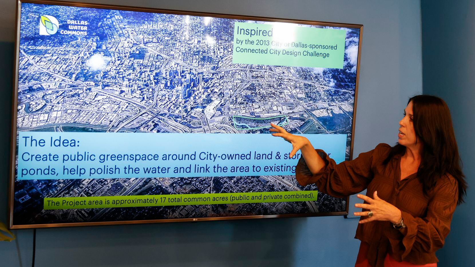 Dallas Water Commons director Melanie Ferguson explained the wetlands project during a news...