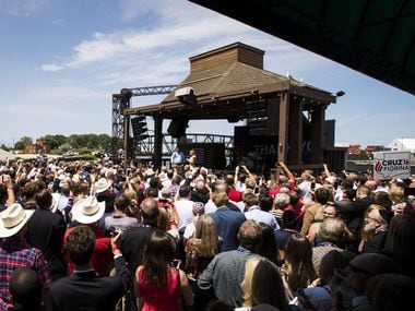 Texas Sen. Ted Cruz addresses a crowd of supporters on the third day of the Republican...