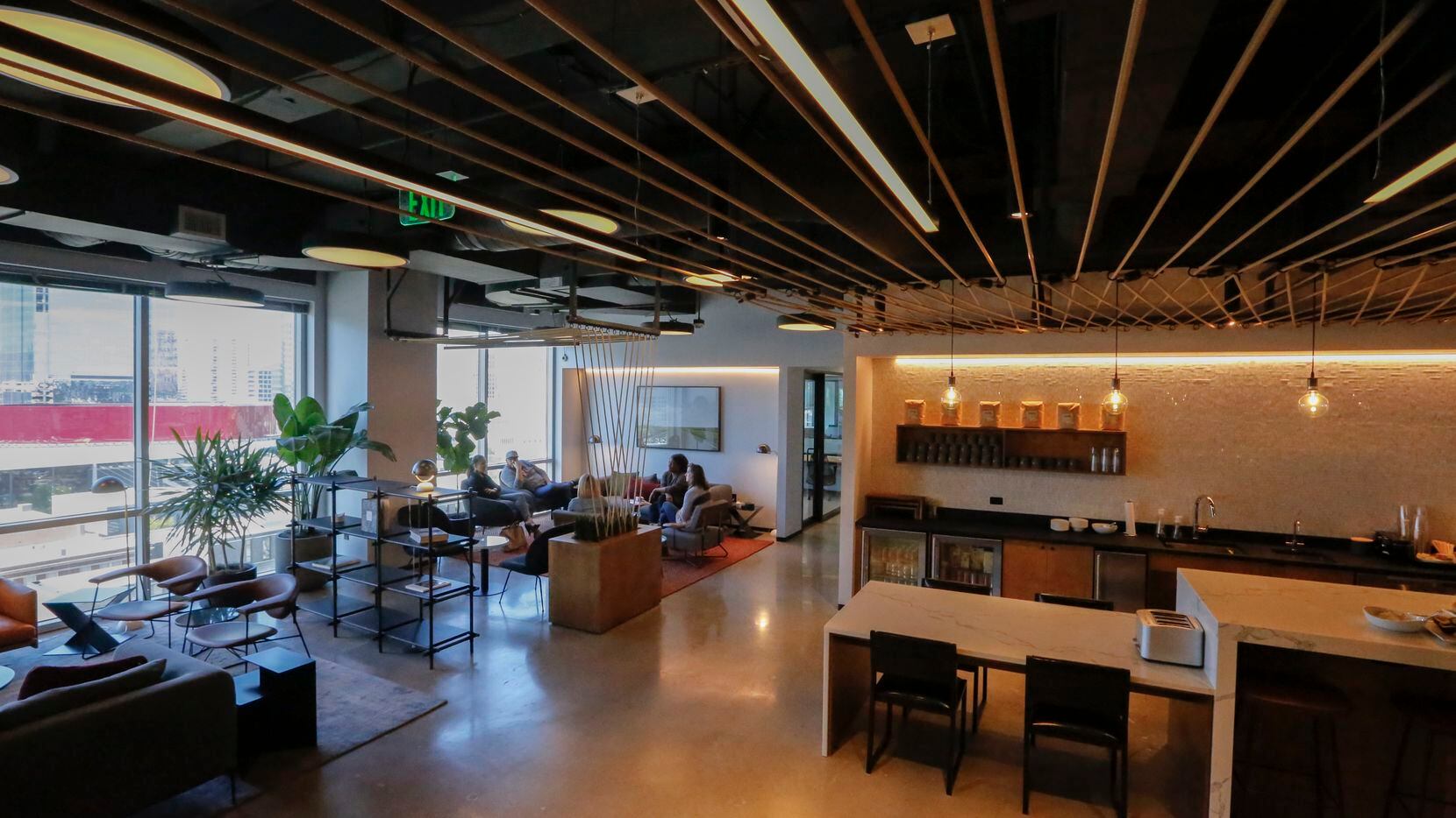A view of  the common area at the Industrious co-working office, on the ninth floor of One...