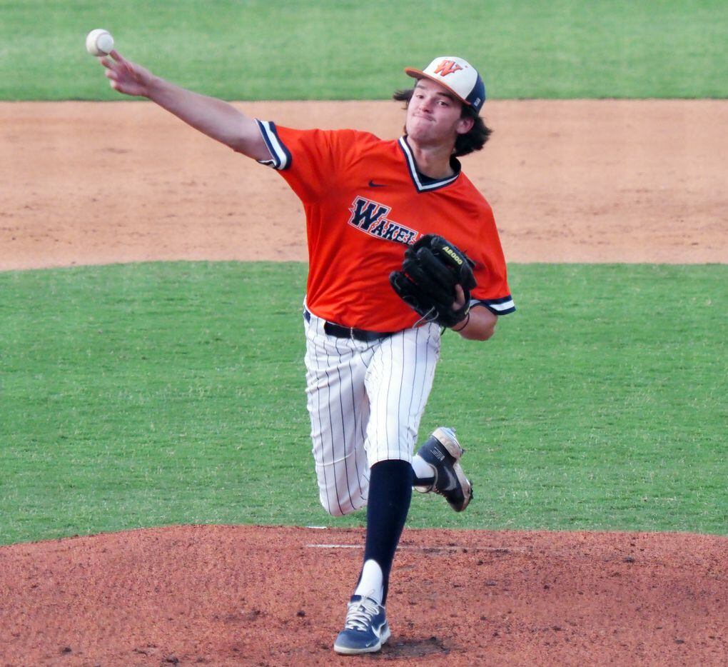 Frisco Wakeland pitcher Holden Yaksick pitches against Georgetown in the UIL baseball 5A...
