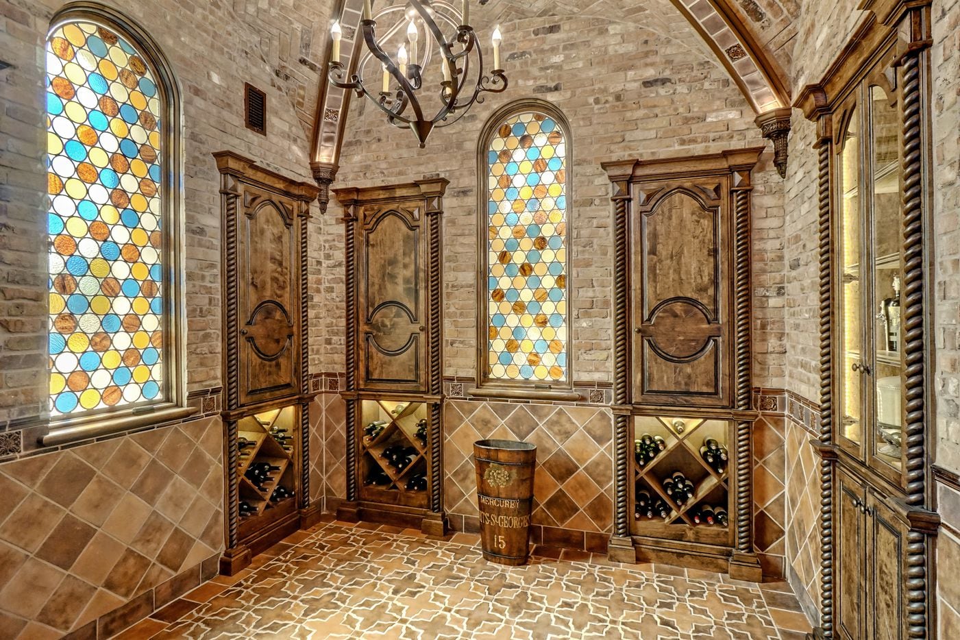 The wine storage room, or "grotto" at 5513 Montclair Drive in Colleyville, TX.