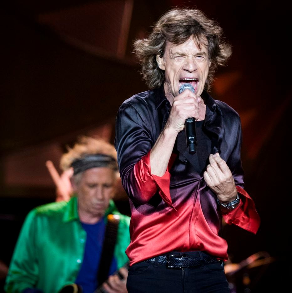 Mick Jagger (right) and Keith Richard on stage at AT&T Stadium in Arlington, June 6, 2015.