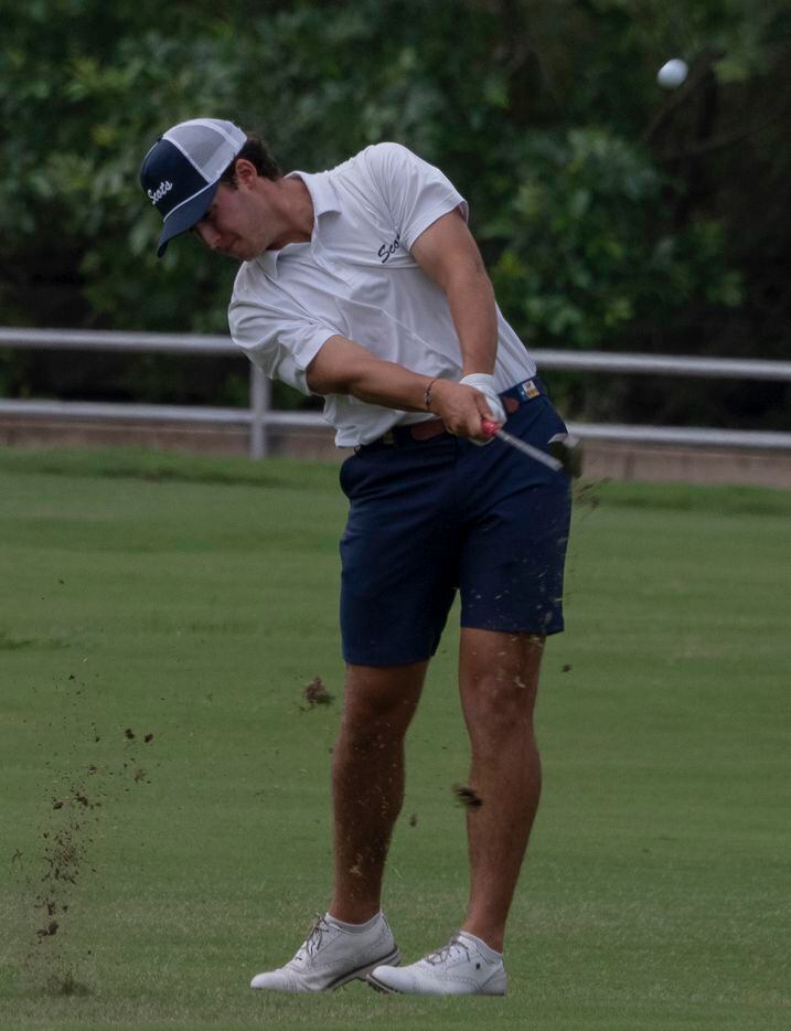 Highland Park blue, Joe Stover hits his fairway shot on the 9th hole during the final round...
