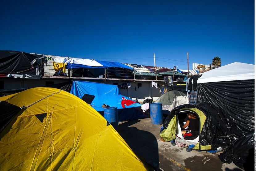Un albergue temporal de migrantes en Tijuana