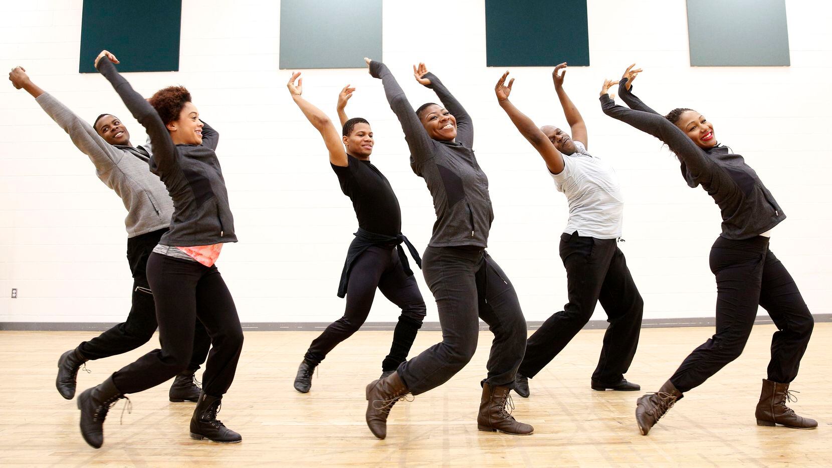 Dallas Black Dance Theatre II dancers perform during a rehearsal for The Dallas Opera's...