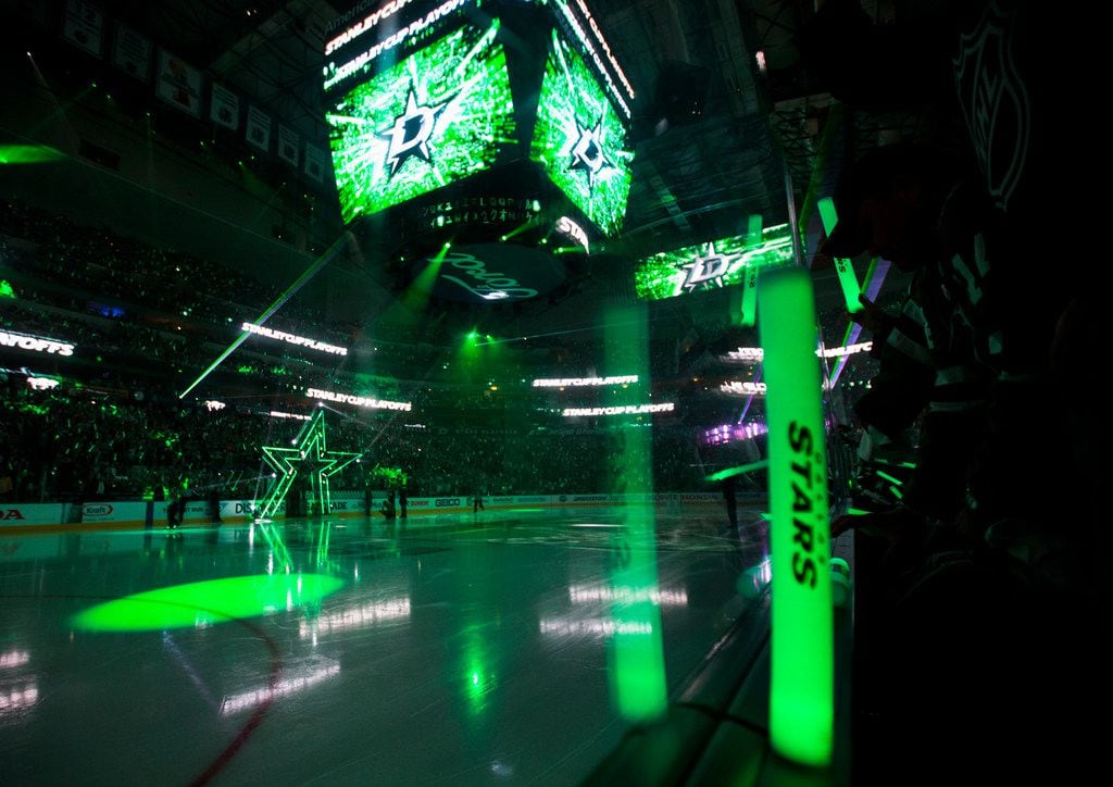 A laser light show before Game 6 of the first round of Stanley Cup Playoffs between the...