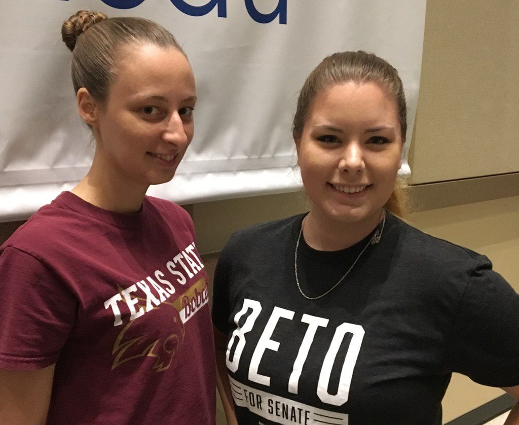 Sara Hicks, left, and Stephanie Purol said young women feel more at home in the Democratic...