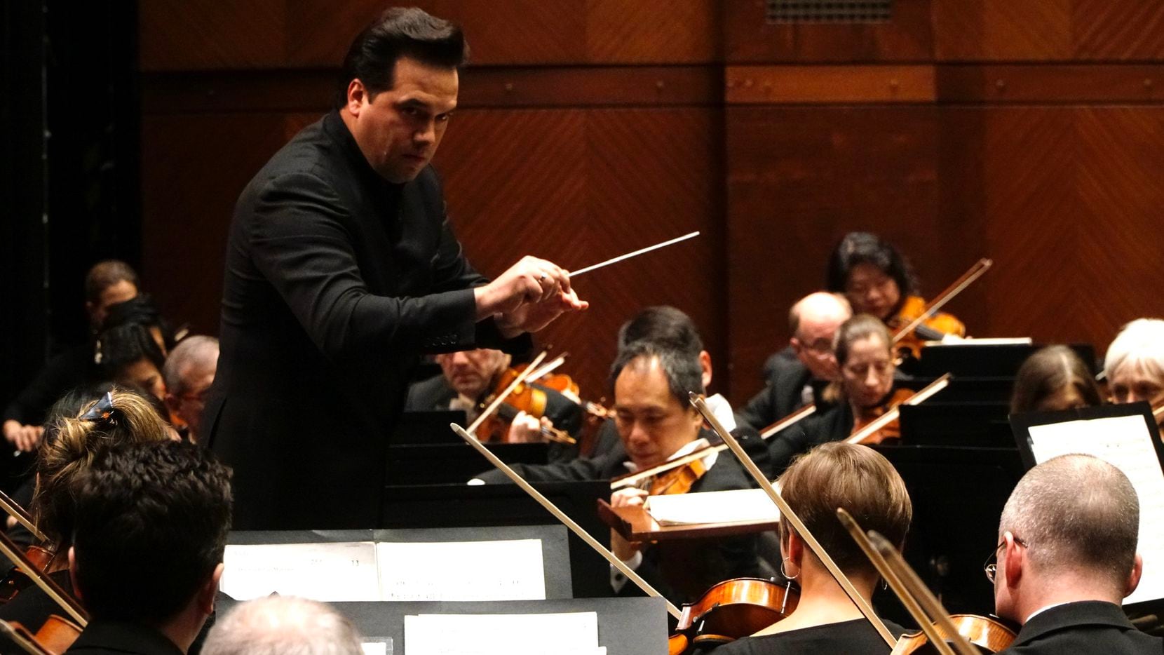 Robert Trevino conducts the Fort Worth Symphony Orchestra at Bass Performance Hall in Fort...