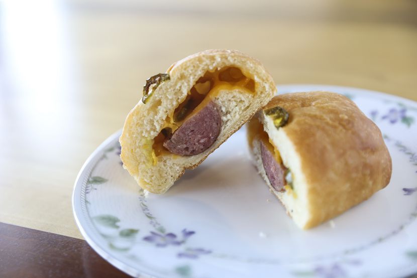 Leila Bakery offers a knockout sausage roll made with cheddar cheese and candied jalapeño. 