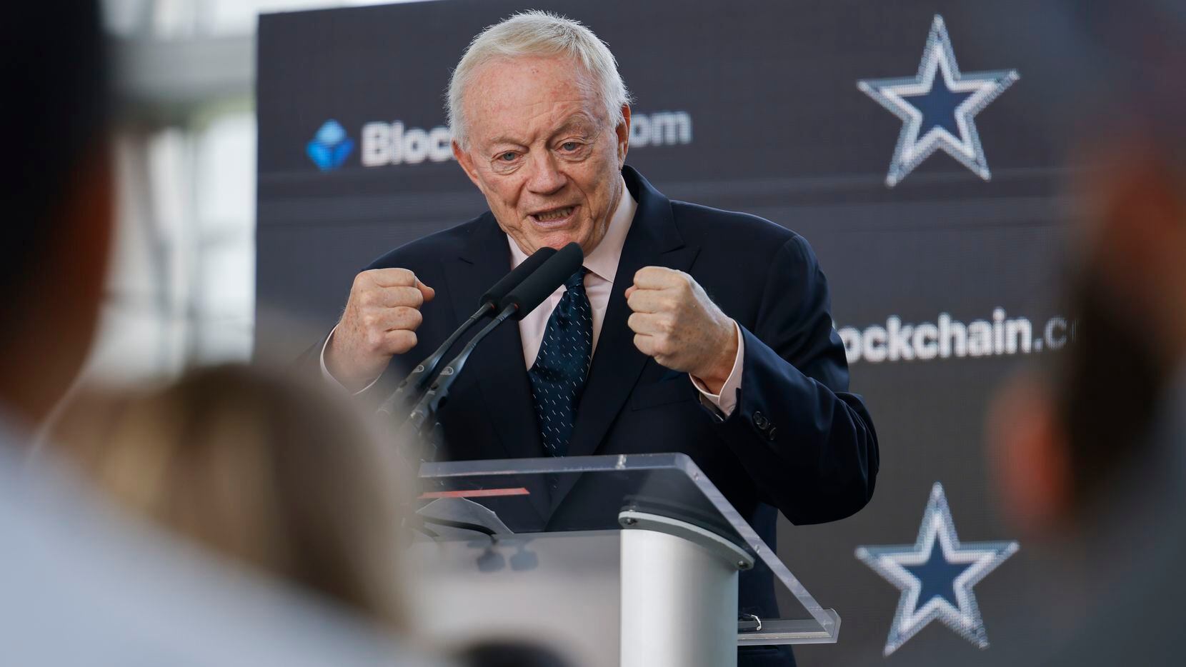 Dallas Cowboys owner Jerry Jones speaks during a press conference announcing the first-ever...