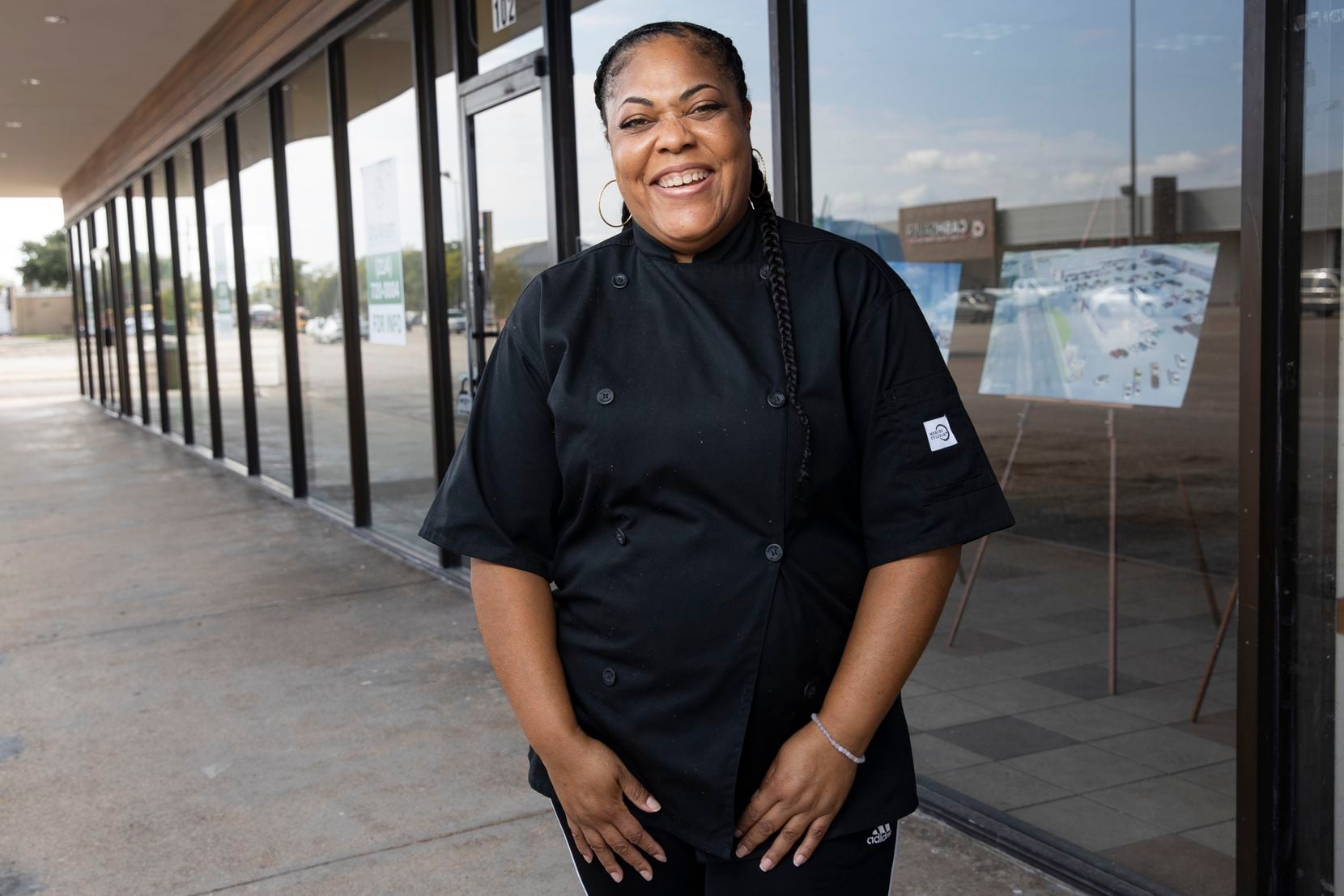 Chef Cynthia Nevels of Soulgood poses for a photo outside of the future site of her first brick and mortar restaurant on Sept. 4, 2020 in West Dallas. (Juan Figueroa/ The Dallas Morning News)