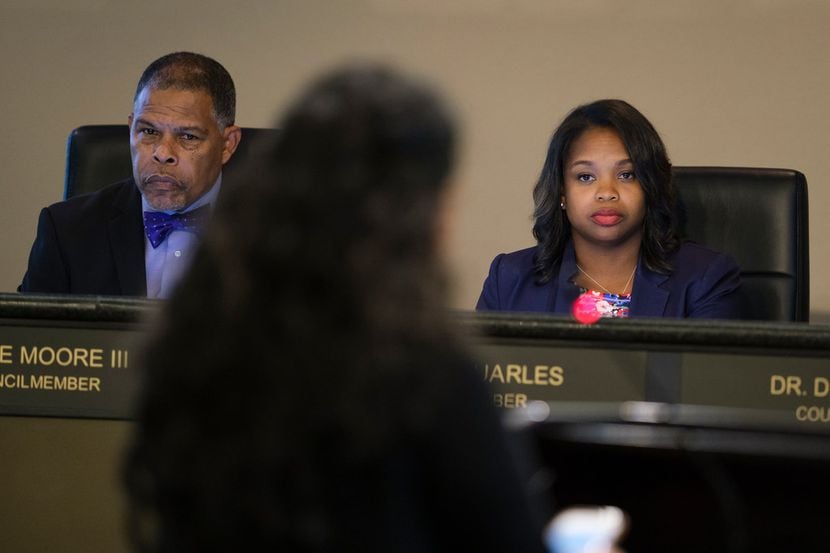 DeSoto Councilwoman Candice Quarles (right) faced more calls for her resignation during...