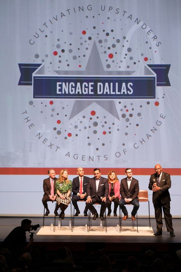 From left, Dallas mayoral candidates Mike Ablon, Lynn McBee, Miguel Solis, Jason Villalba, Regina Montoya, Scott Griggs and Albert Black participate in the Engage Dallas 2019 Mayoral Candidates Forum hosted by the Mayor's Star Council at the Music Hall at Fair Park on Friday, March 8, 2019, in Dallas. (Smiley N. Pool/The Dallas Morning News)