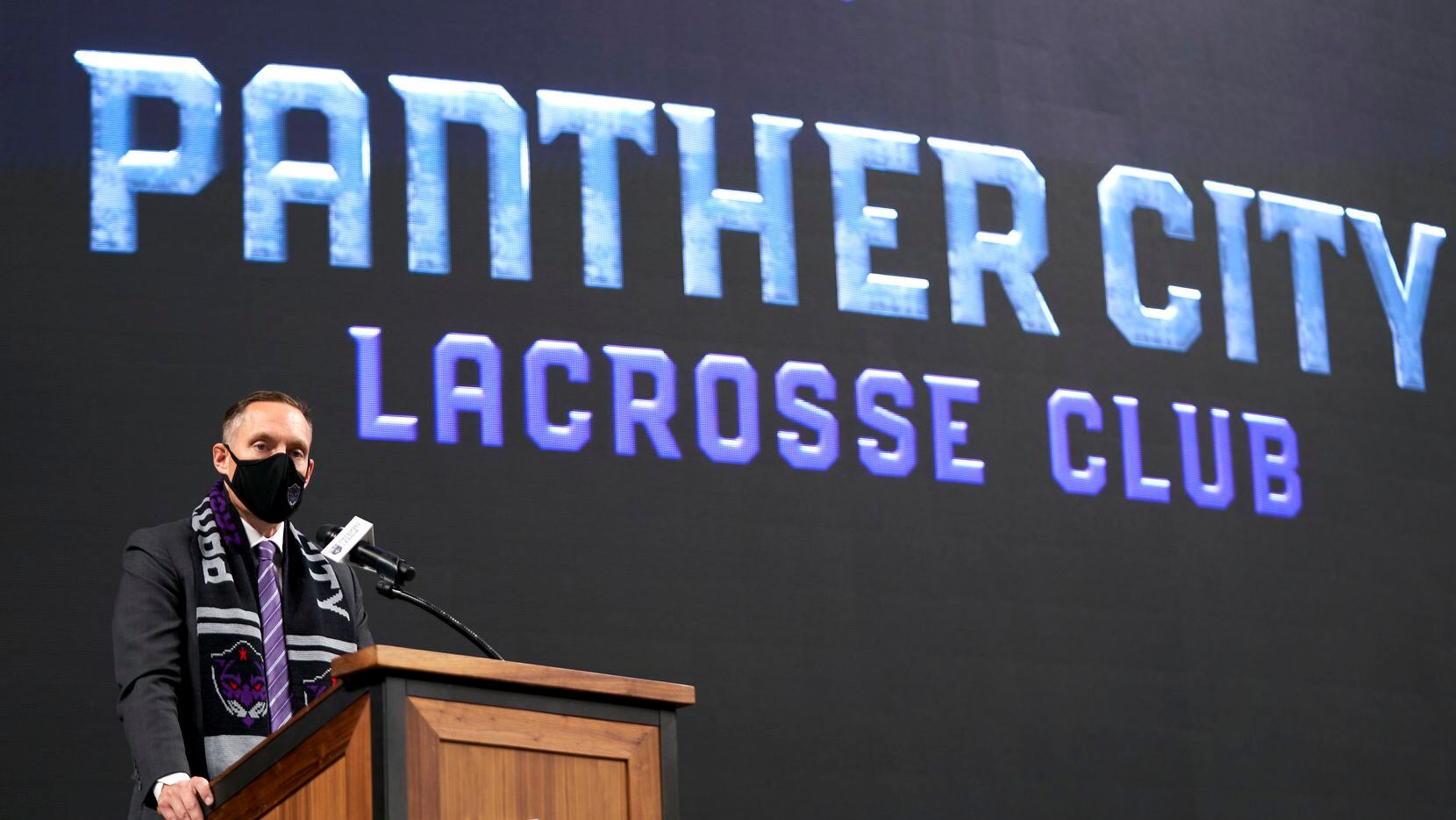 Panther City Lacrosse Club team introduction at Dickies Arena in Fort Worth, Texas on November 17, 2020.