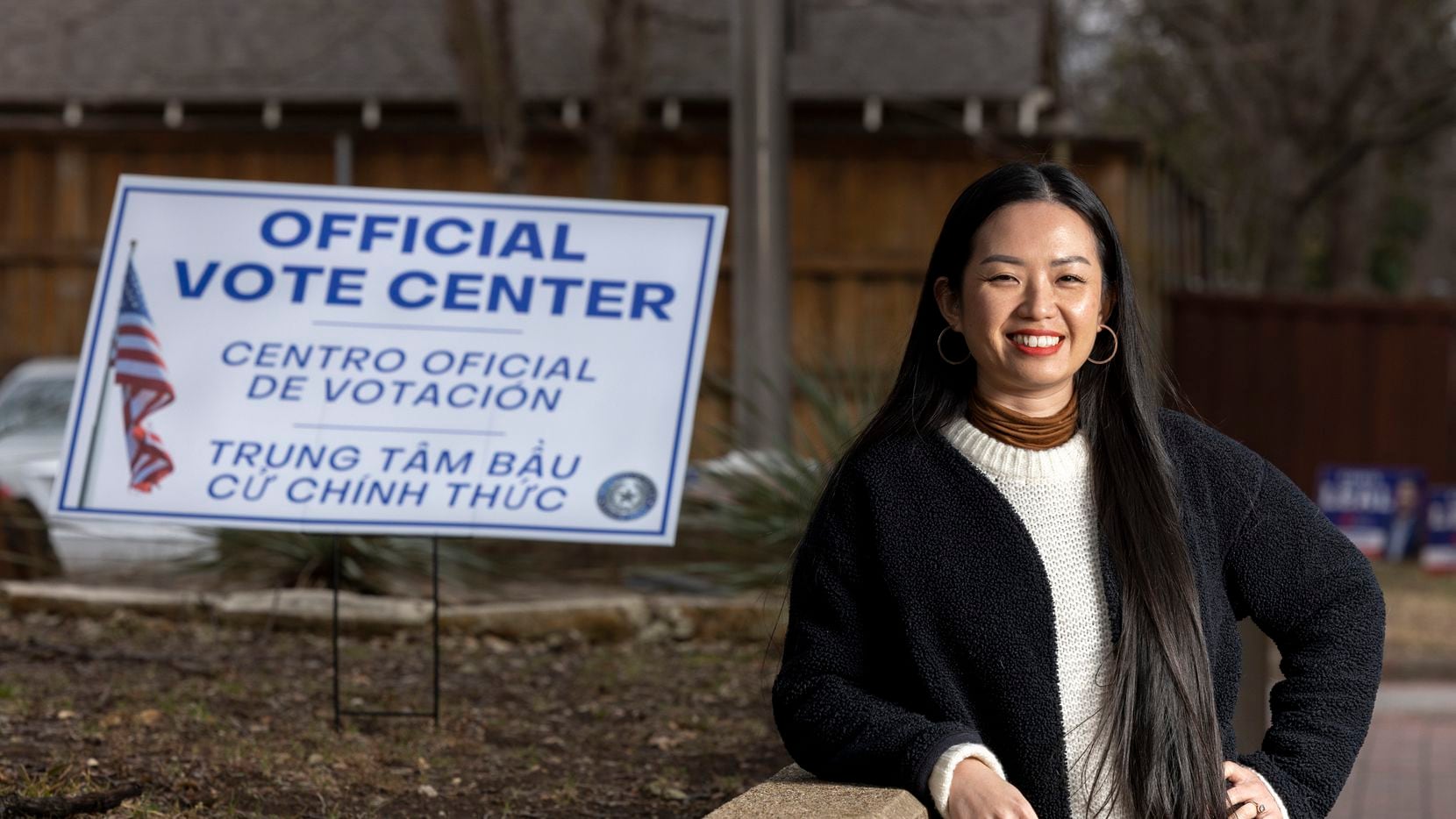 Nancy Tiên, Dallas native and Vietnamese-American, pictured outside the Lakewood Branch...