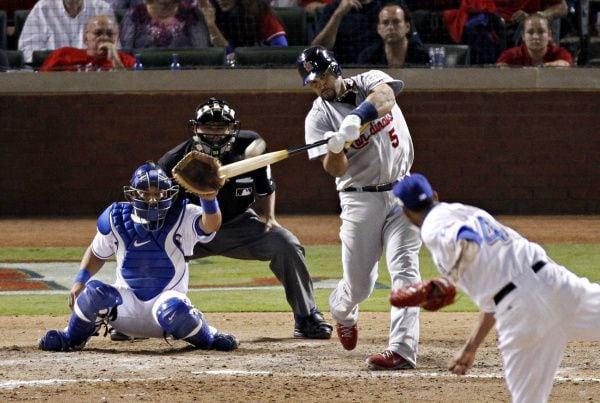 World Series Game 3: Albert Pujols homers three times as St. Louis  Cardinals beat Texas Rangers, 16-7 