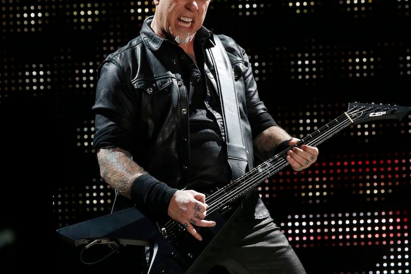James Hetfield, lead singer for the heavy metal rock band Metallica, performs in concert in...