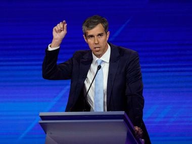 Former Texas Rep. Beto O'Rourke responds to a question Thursday, Sept. 12, 2019, during a Democratic presidential primary debate hosted by ABC at Texas Southern University in Houston.