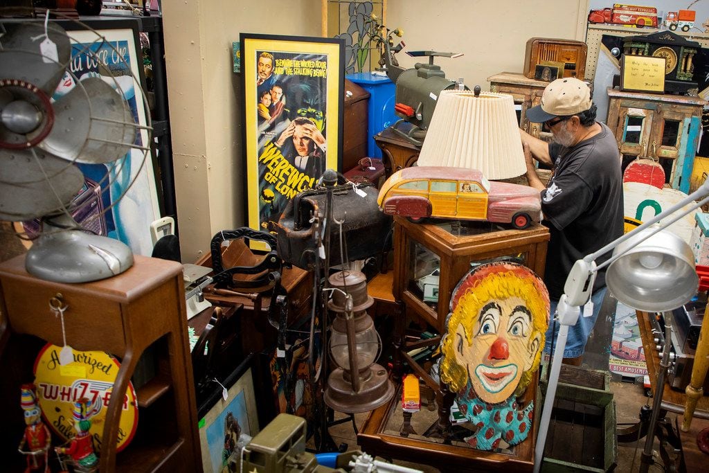 Booths are usually piled high with vintage items from thrift stores and estate sales.