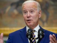 FILE - President Joe Biden speaks about student loan debt forgiveness in the Roosevelt Room...
