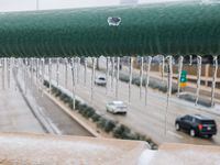 Formed icicles N Hall St bridge over N Central Expy in Dallas on Feb. 2, 2023. Temps rise...