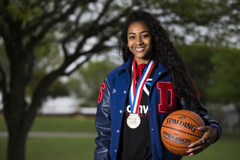 Duncanville High School girls basketball player Deja Kelly poses for a portrait on Friday,...
