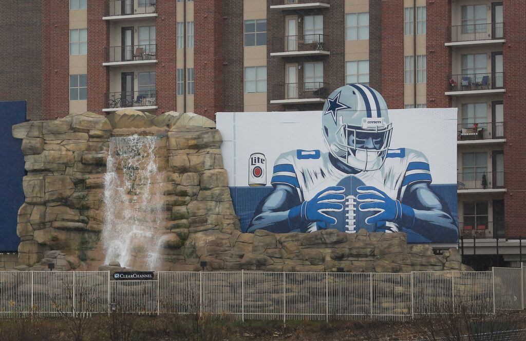 The waterfall billboard next to The Alexan near downtown Dallas, photographed 
 on Jan. 2,...