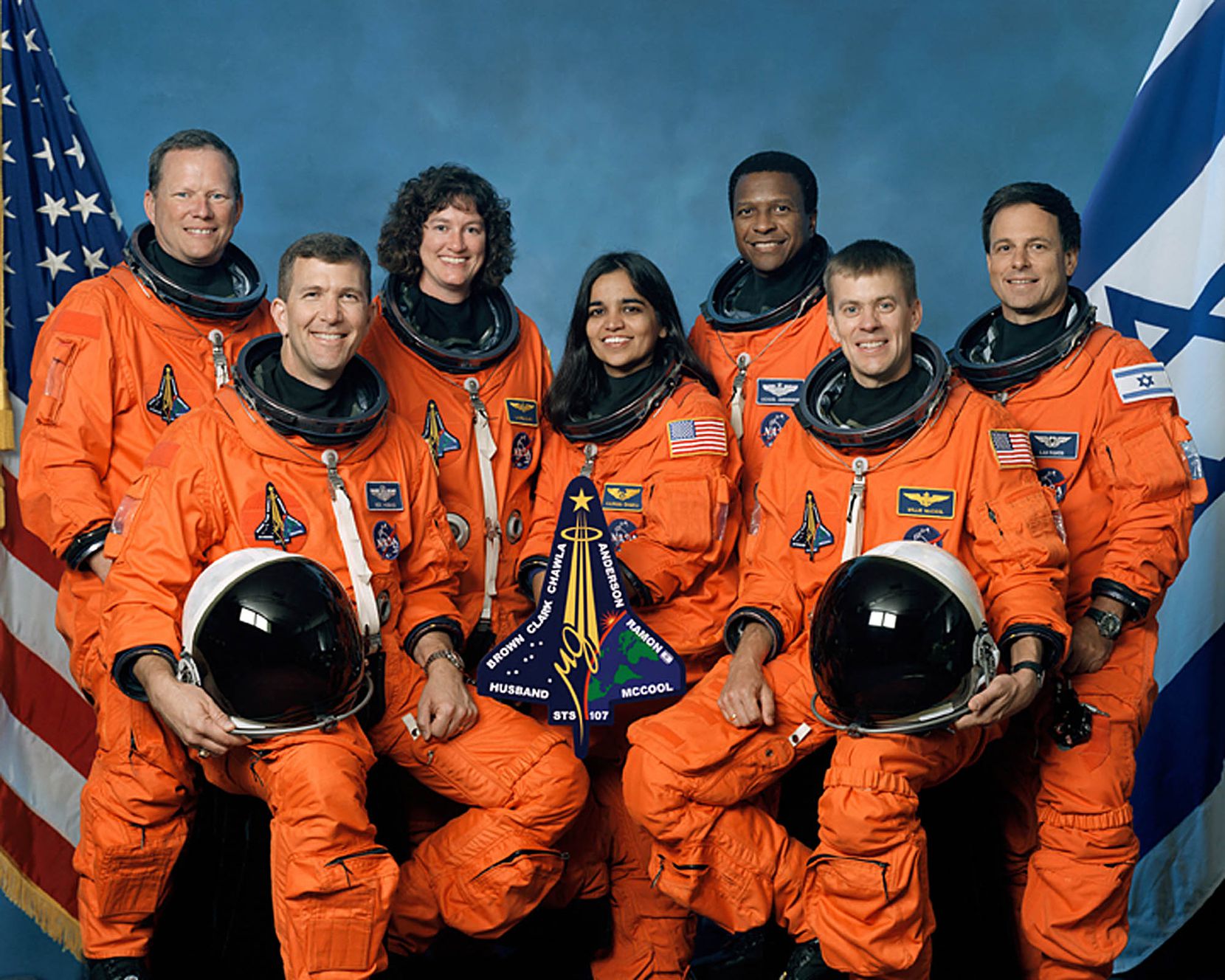 (FILES): This undated NASA handout image obtained 26 August, 2003 shows the crew of the US...