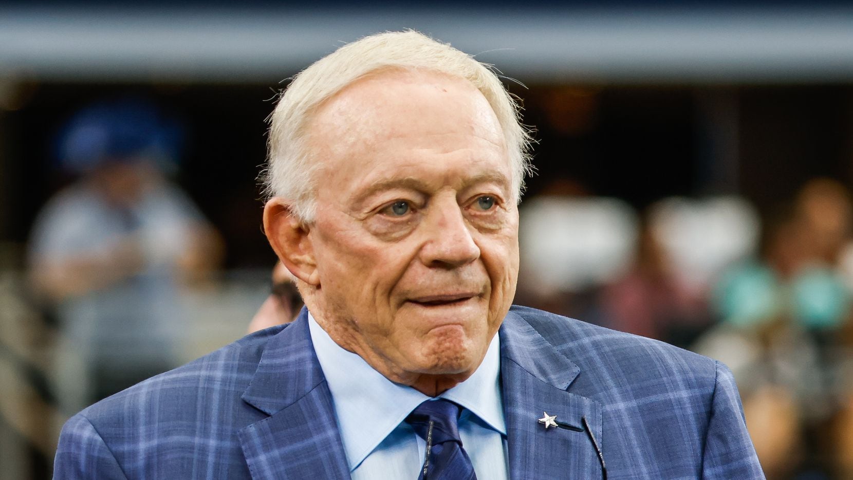Dallas Cowboys owner Jerry Jones shows up during warmup before the game against Cincinnati...