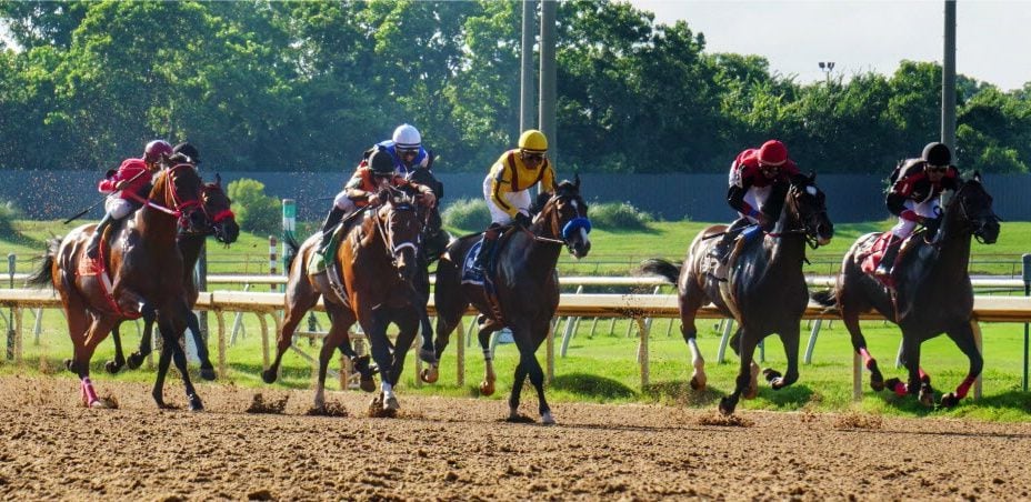 Jockeys raced at the Lone Star Park Handicap in May at the track in Grand Prairie. (Lawrence...