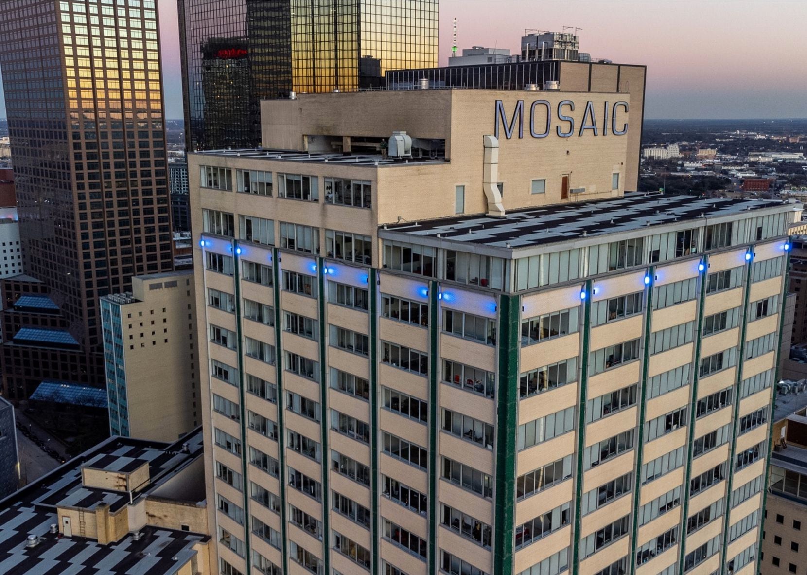 The Mosaic includes two buildings that previously housed offices for a life insurance company.