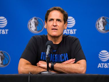 Dallas Mavericks owner Mark Cuban speaks to reporters after the Dallas Mavericks beat the Denver Nuggets 113-97 on Wednesday, March 11, 2020 at American Airlines Center in Dallas. During the game, the NBA suspended all games due to the spread of the new coronavirus.