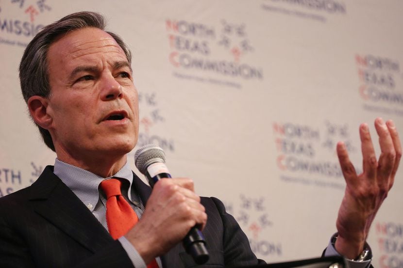 Former Speaker of the Texas House Joe Straus speaks during the TO THE POINT speaking series...